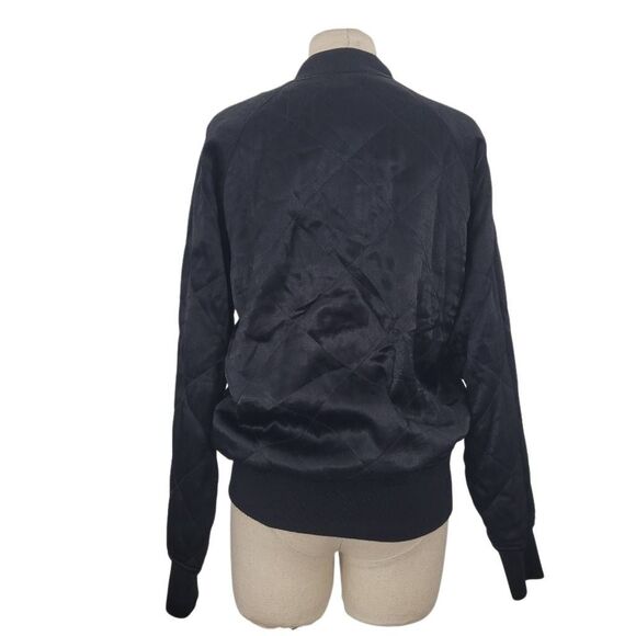 IRO Flint Bomber Jacket Womens 36 US Small Black Satin Full Zip Quilted Oversize - Picture 3 of 9